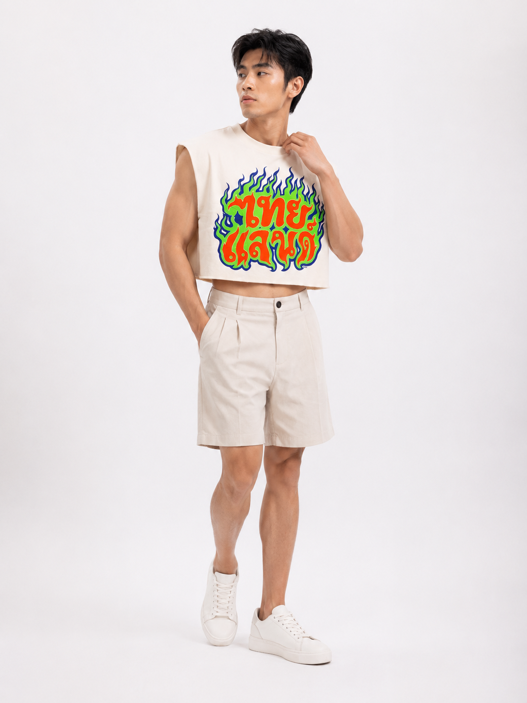Bangkok Flames Cropped Muscle Tee