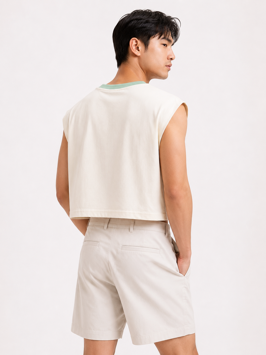 Matcha Is Always a Good Idea Sage Ribbed Cropped Muscle Tee