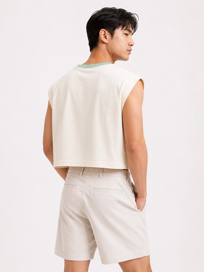Matcha Is Always a Good Idea Sage Ribbed Cropped Muscle Tee
