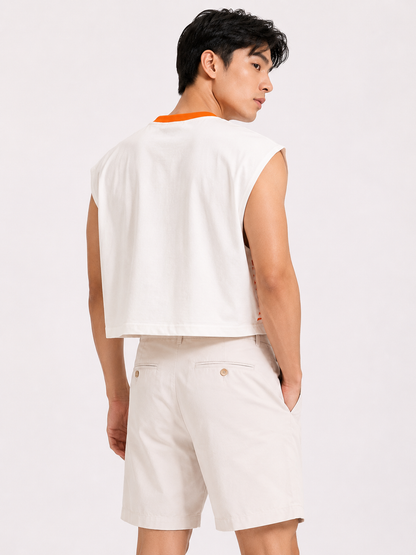 Lemon Orange Ribbed Cropped Muscle Tee