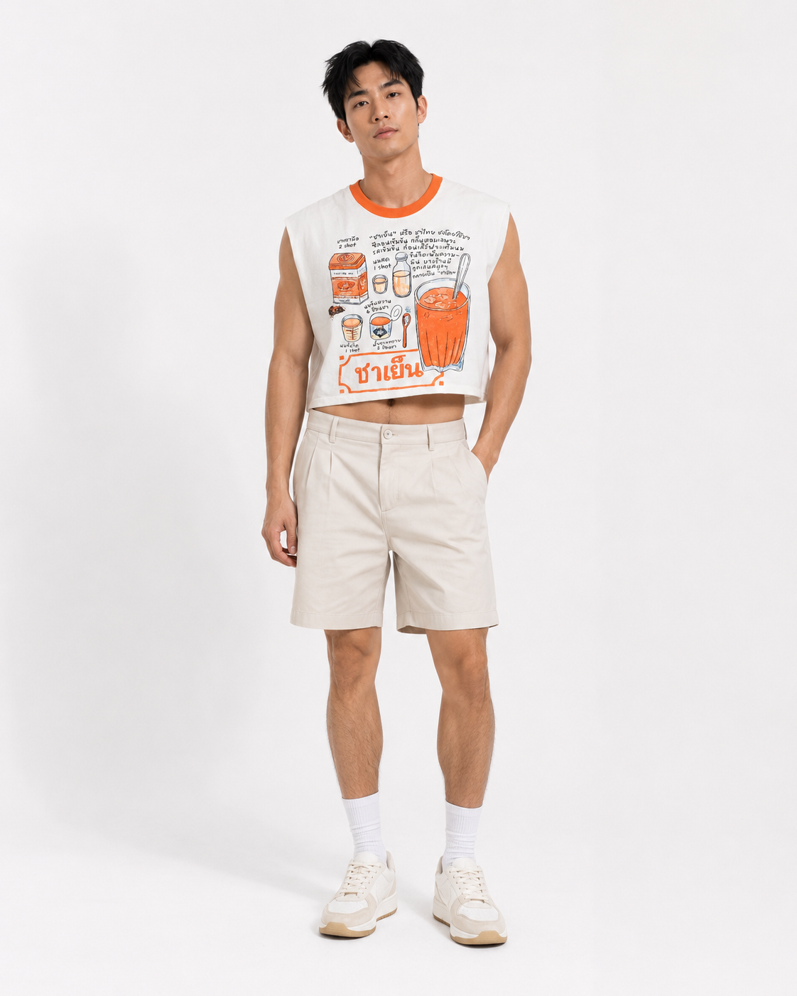 Thai Iced Tea Orange Ribbed Cropped Muscle Tee