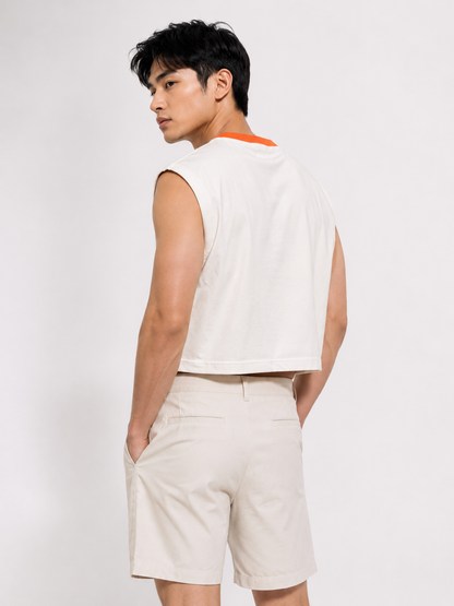Thai Iced Tea Orange Ribbed Cropped Muscle Tee