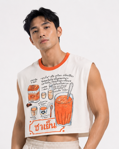 Thai Iced Tea Orange Ribbed Cropped Muscle Tee