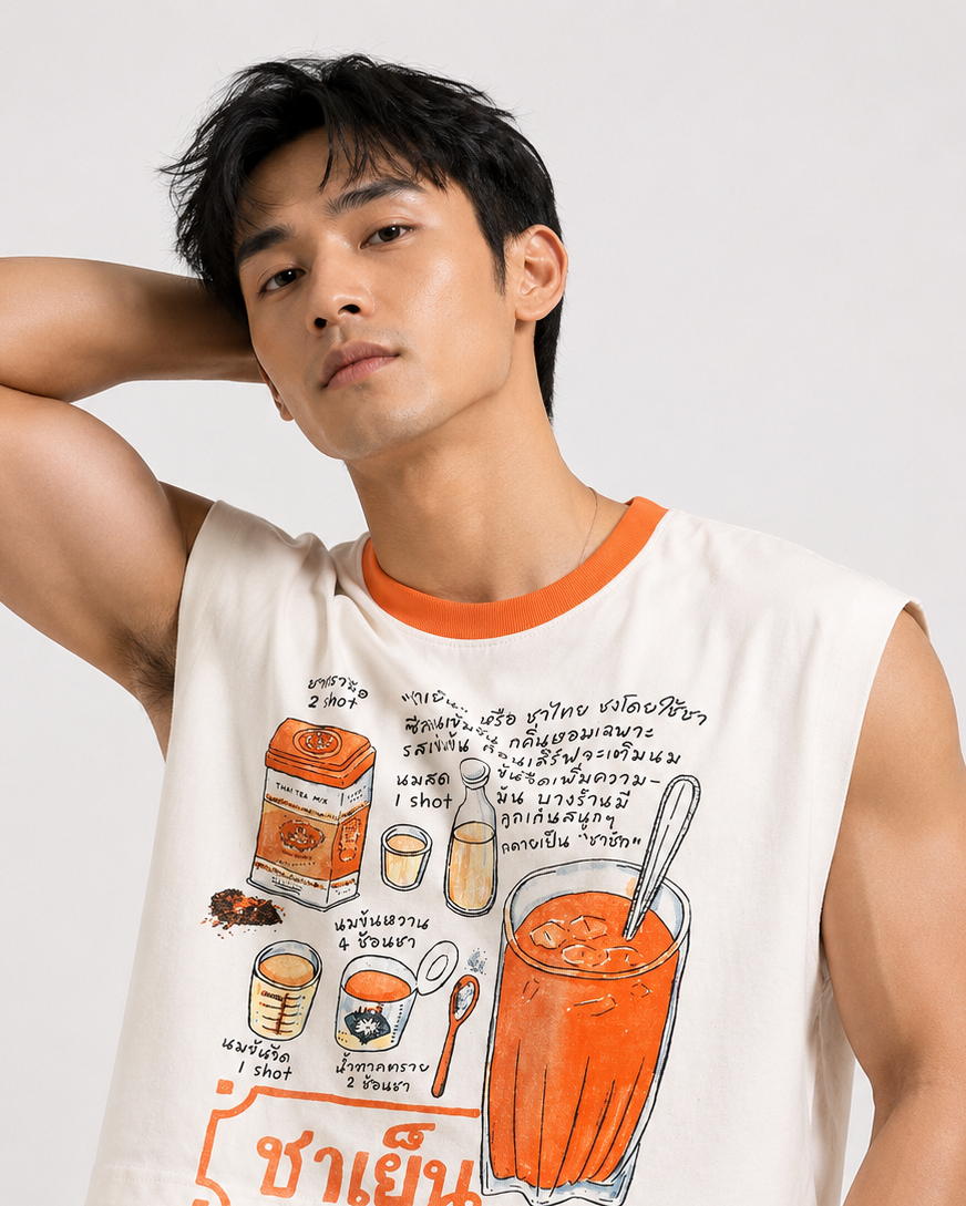 Thai Iced Tea Orange Ribbed Cropped Muscle Tee