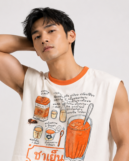 Thai Iced Tea Orange Ribbed Cropped Muscle Tee
