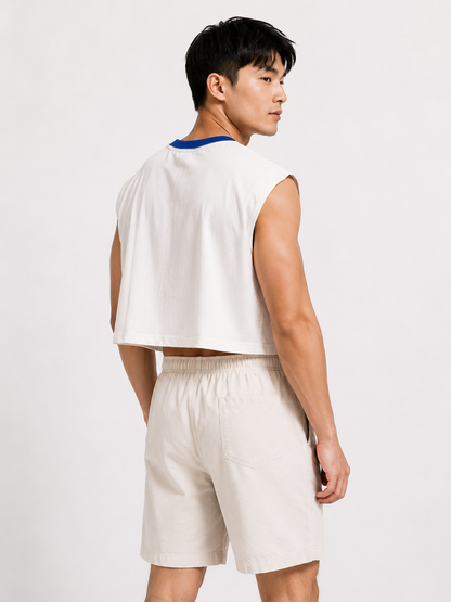 Thai Iced Tea Blue Ribbed Cropped Muscle Tee