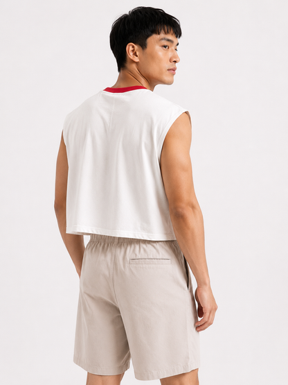Cheddar Jalapeño Red Ribbed Cropped Muscle Tee