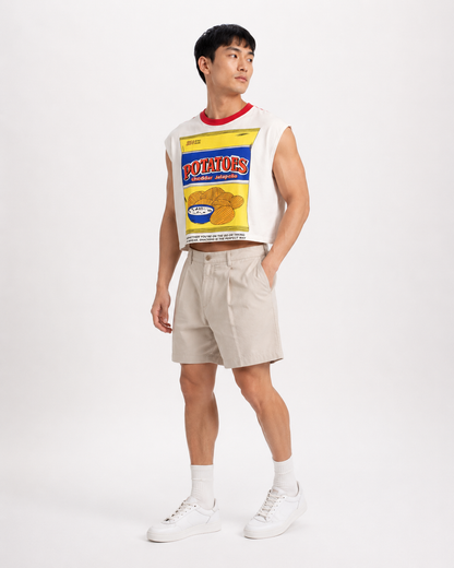 Cheddar Jalapeño Red Ribbed Cropped Muscle Tee