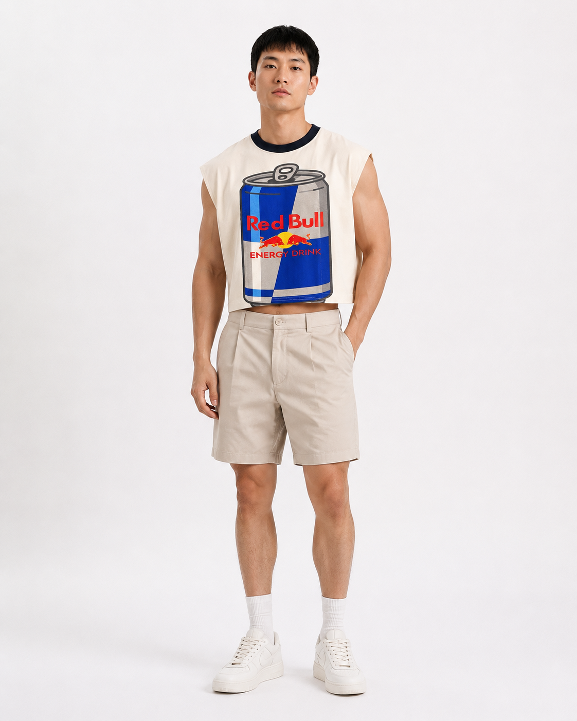 Red Bull Black Ribbed Cropped Muscle Tee