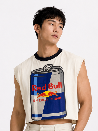Red Bull Black Ribbed Cropped Muscle Tee