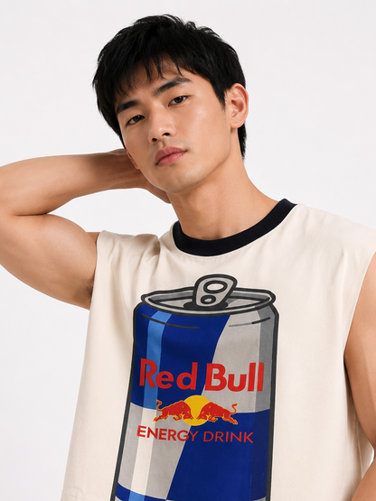 Red Bull Black Ribbed Cropped Muscle Tee