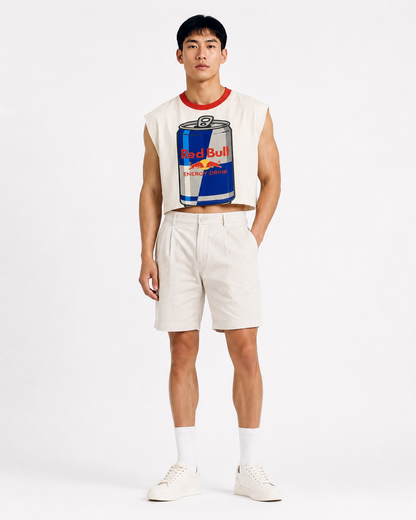 Red Bull Red Ribbed Cropped Muscle Tee