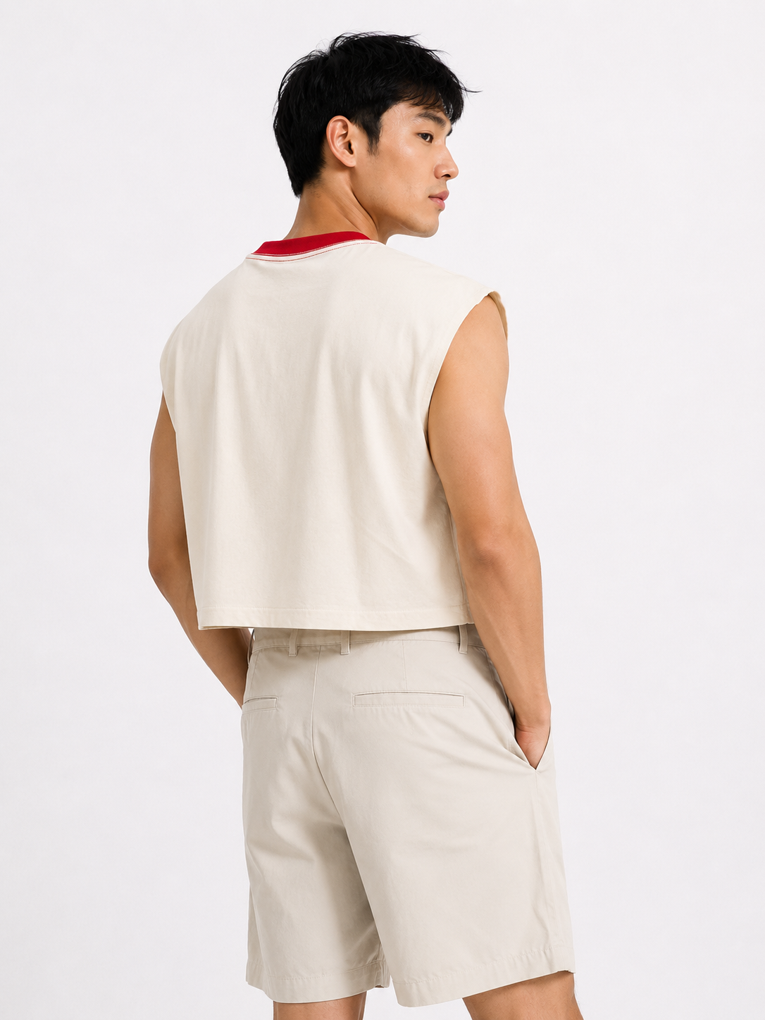 Red Bull Red Ribbed Cropped Muscle Tee