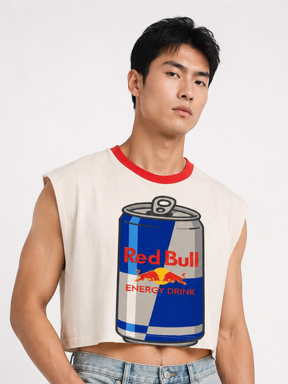 Red Bull Red Ribbed Cropped Muscle Tee