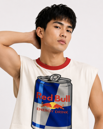 Red Bull Red Ribbed Cropped Muscle Tee