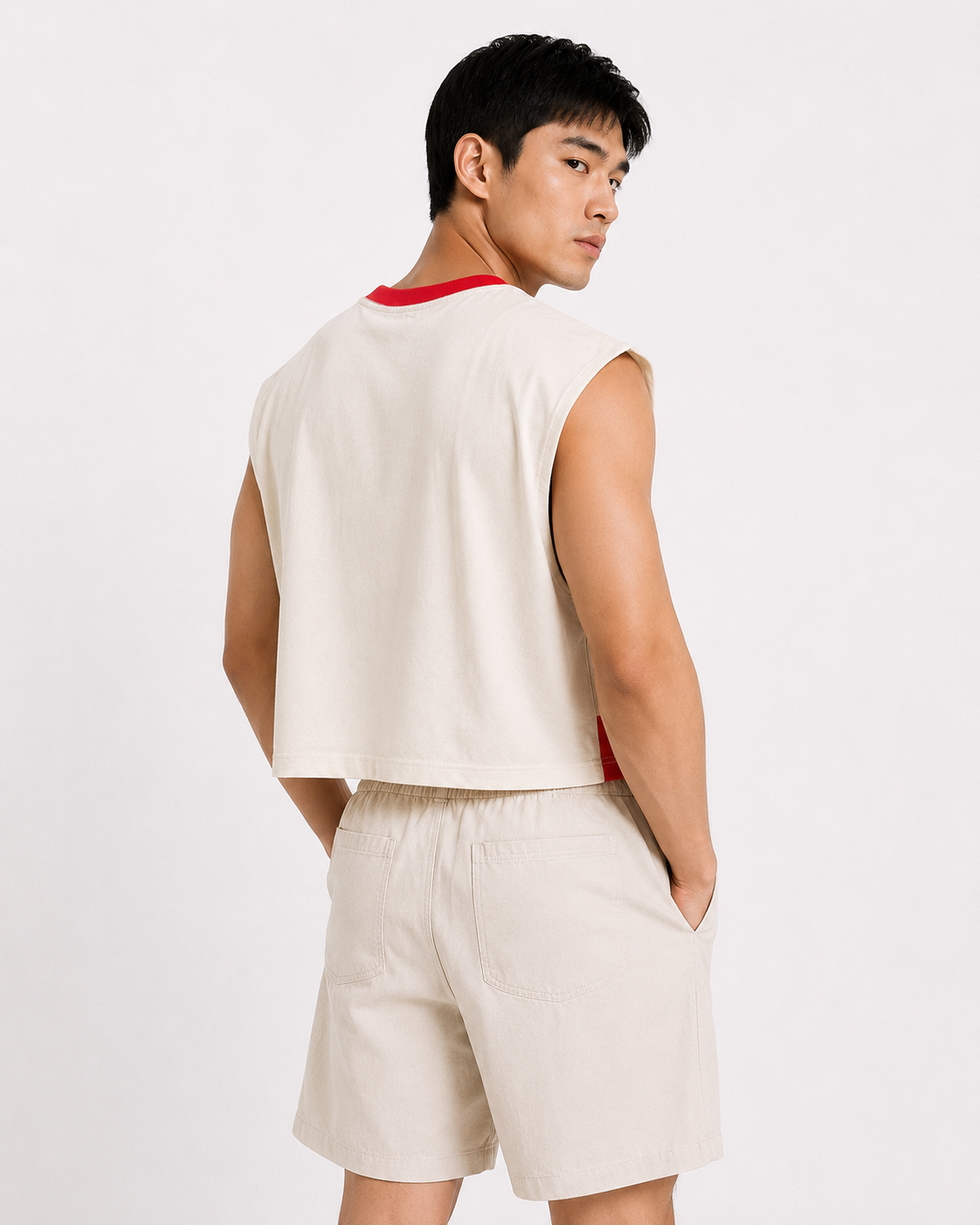 London Cherry Market Red Ribbed Cropped Muscle Tee