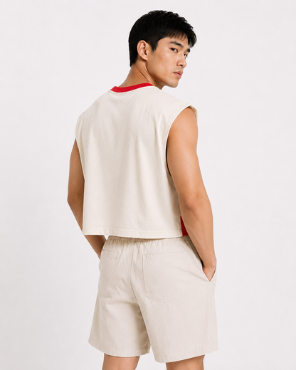 London Cherry Market Red Ribbed Cropped Muscle Tee