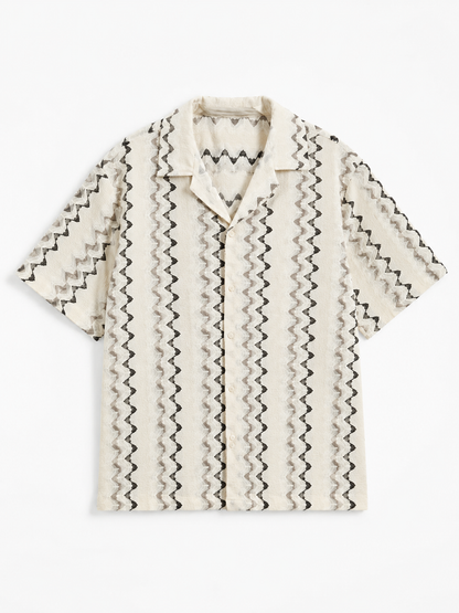 Sand Wave Textured Knit Polo