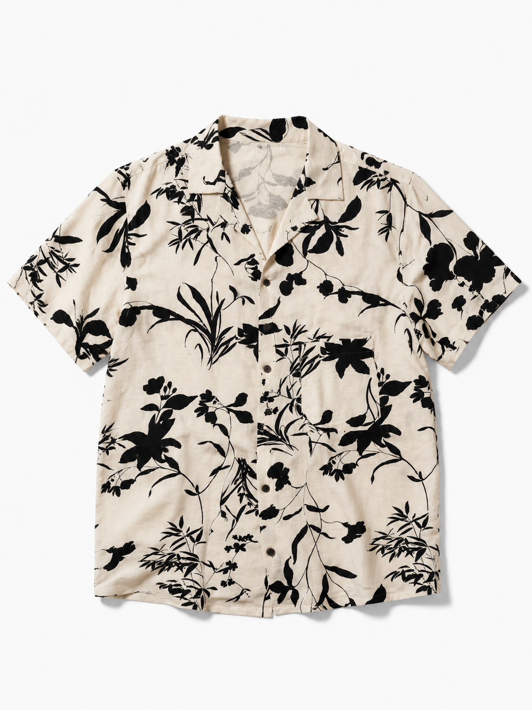 Monochrome Botanical Resort Shirt - Slimfit
