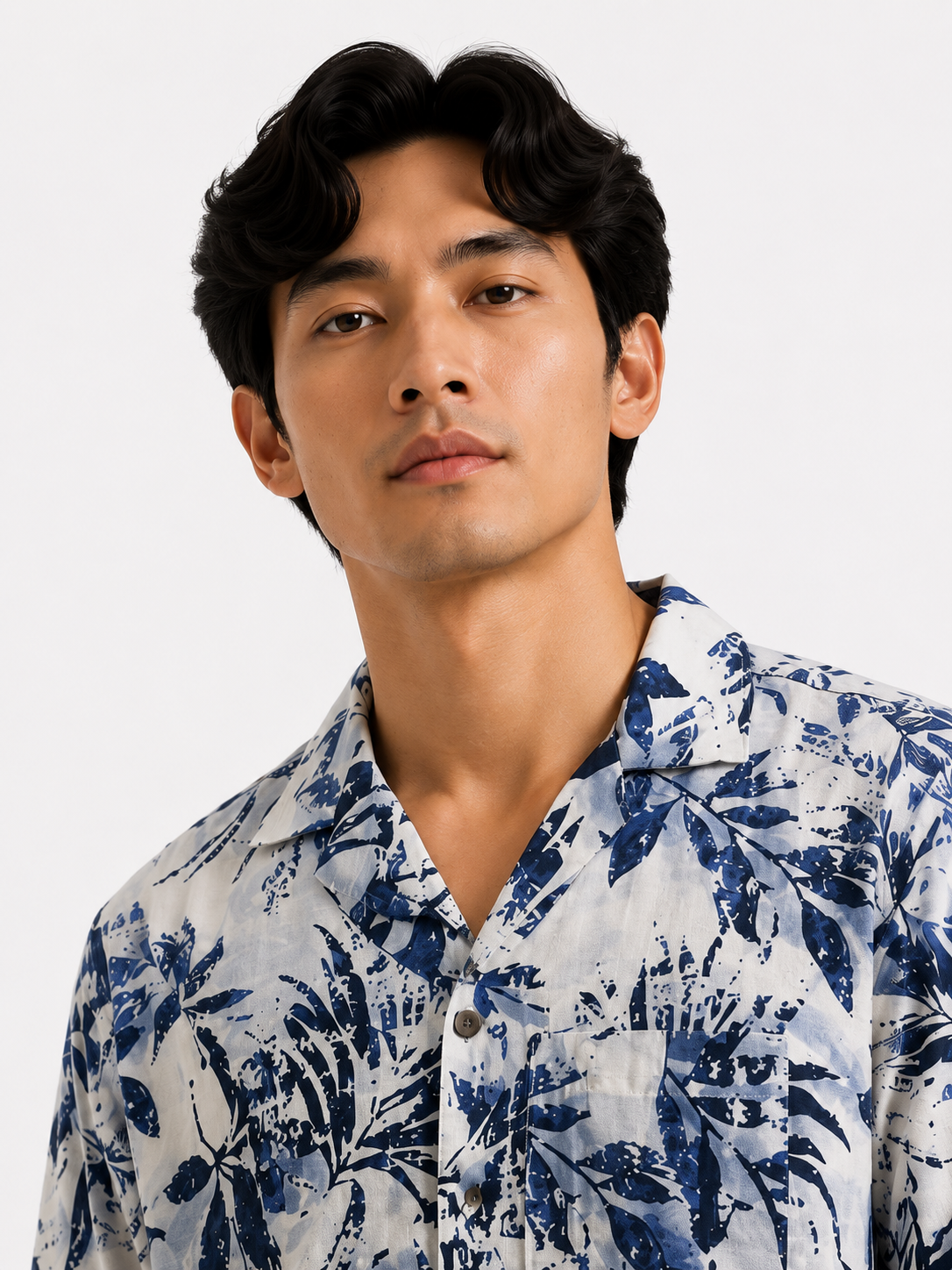 Coastal Botanical Resort Shirt in Navy