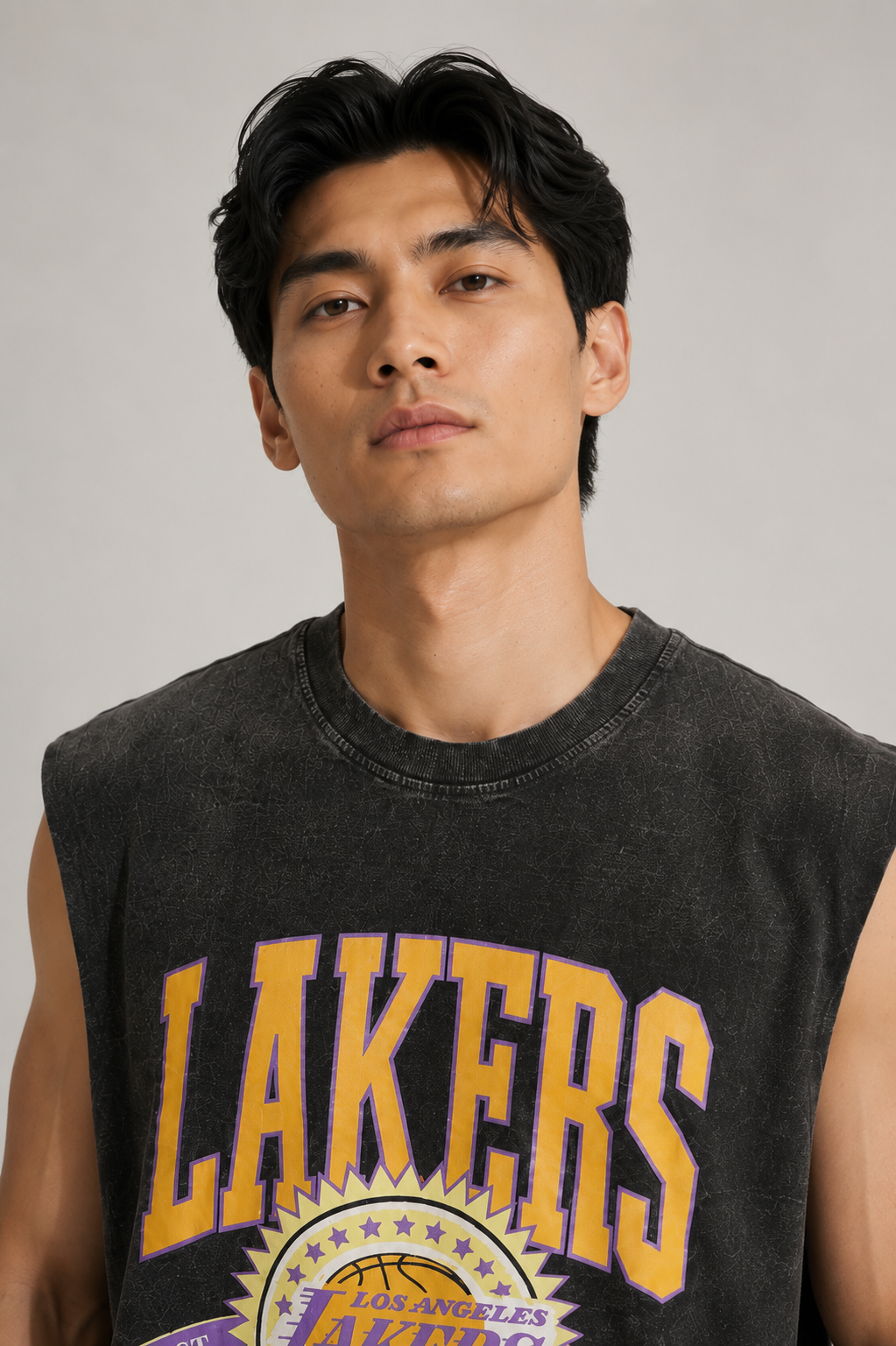 Lakers Acid Wash Sleeveless Tee