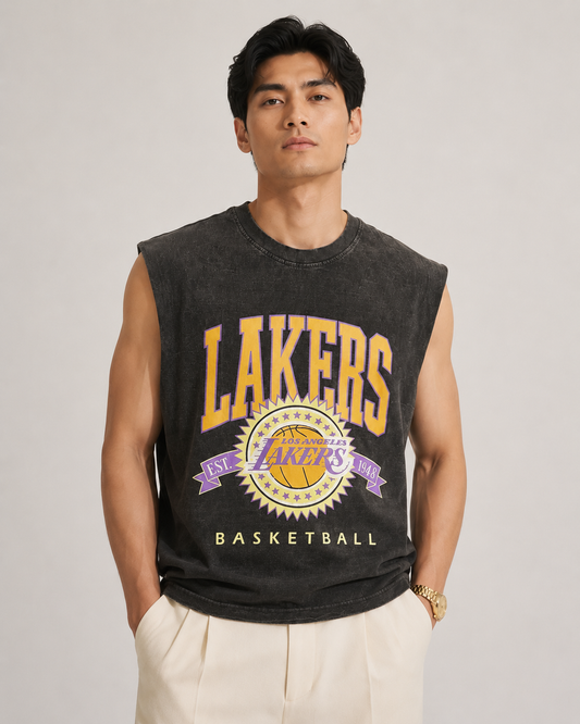 Lakers Acid Wash Sleeveless Tee