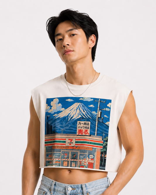 711 & Fuji Cropped Muscle Tee