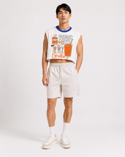 Thai Iced Tea Blue Ribbed Cropped Muscle Tee