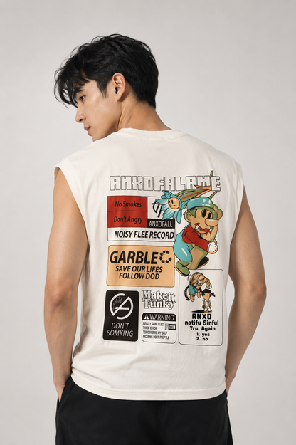 Anxdfall Muscle Tee — White