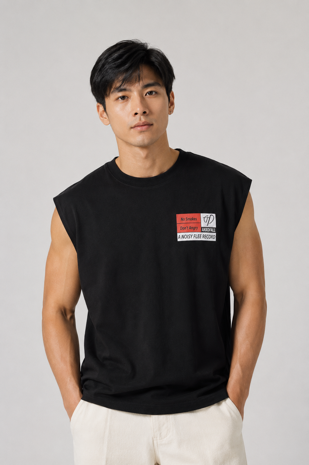 Anxdafall Patch Muscle Tee — Black