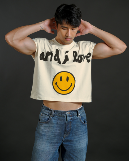 And I Love Smiley Cropped Muscle Tee — Cream