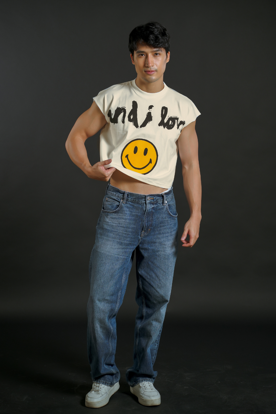 And I Love Smiley Cropped Muscle Tee — Cream
