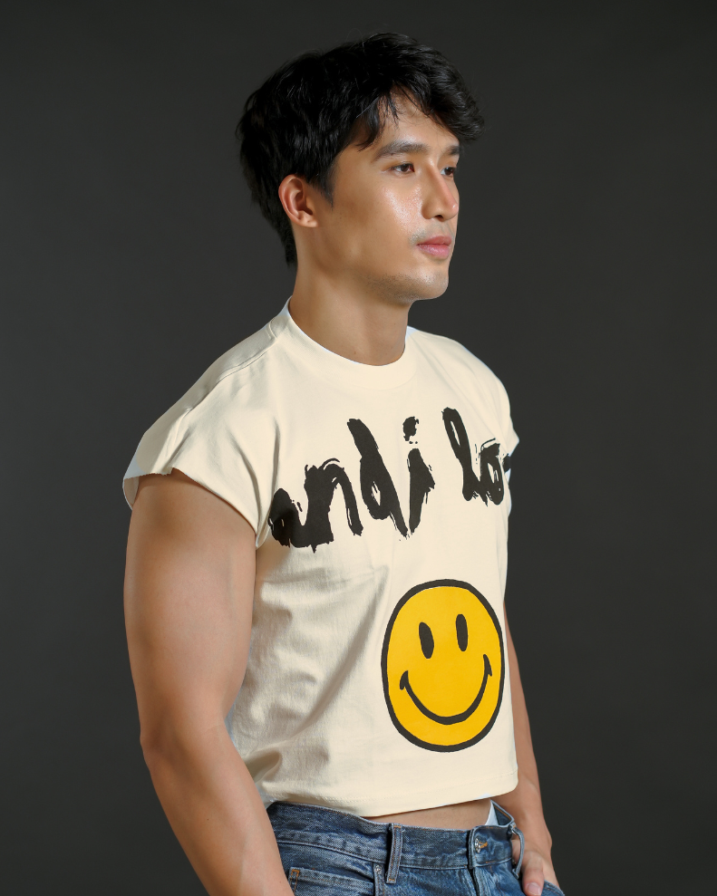 And I Love Smiley Cropped Muscle Tee — Cream