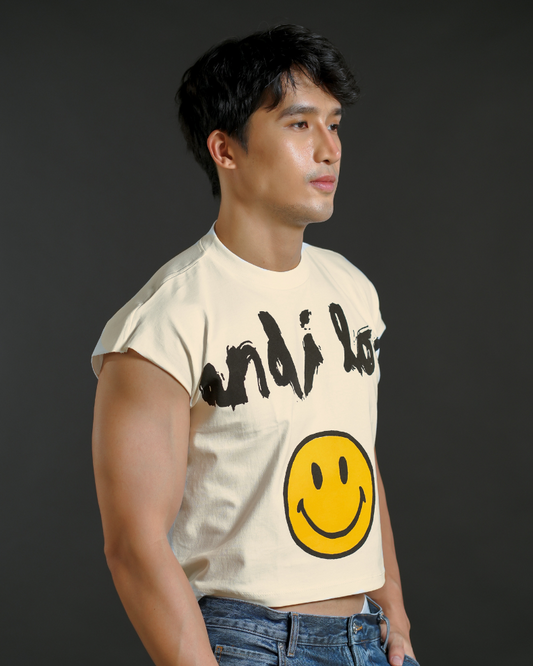 And I Love Smiley Cropped Muscle Tee — Cream