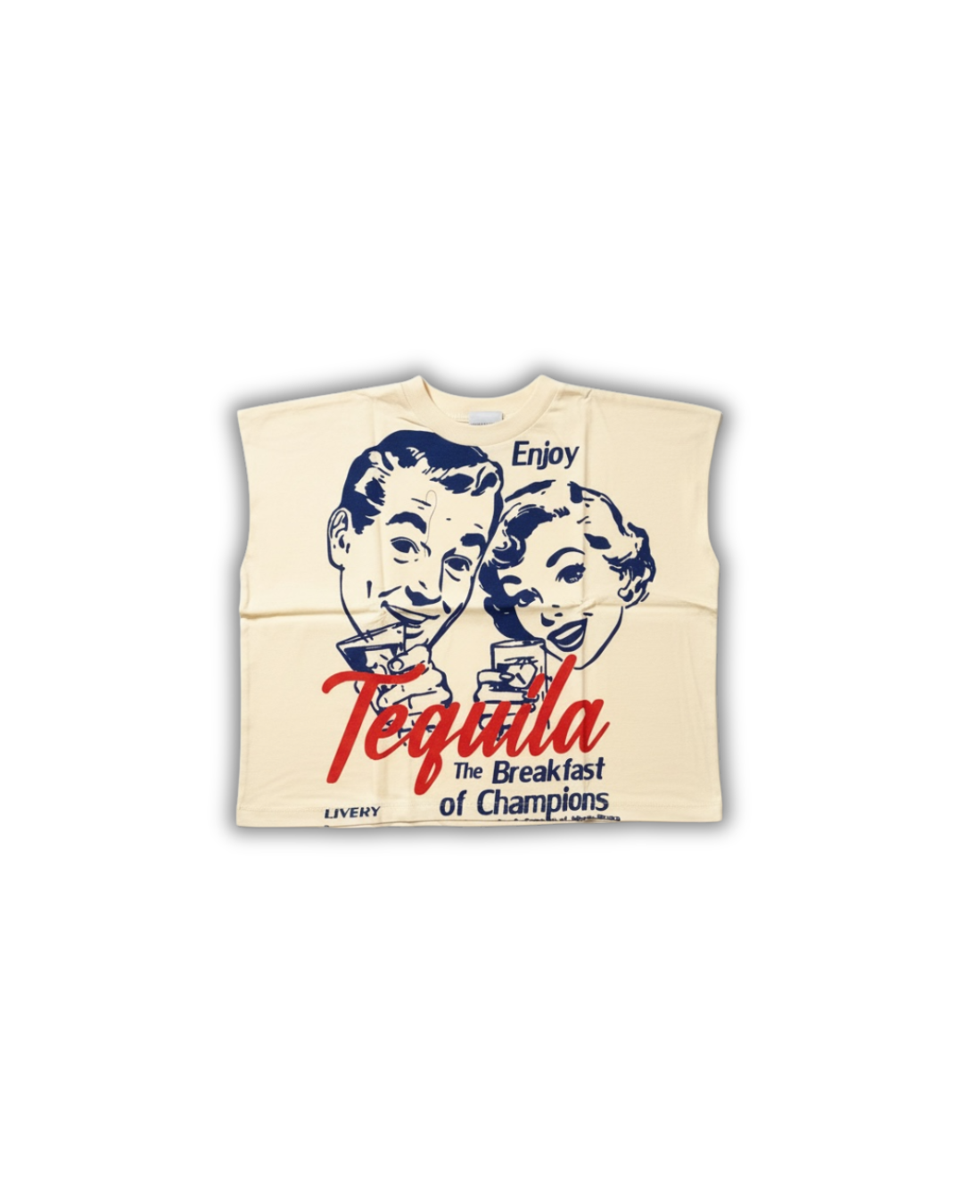 Tequila Breakfast Cropped Muscle Tee — Cream