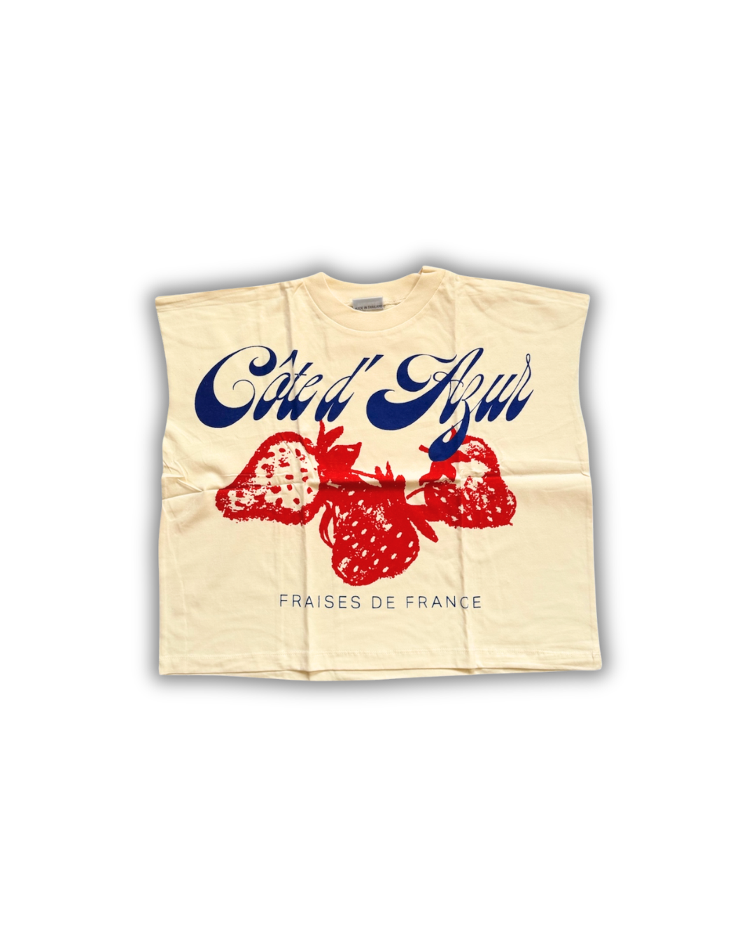Côte d’Azur Strawberry Cropped Muscle Tee — Cream