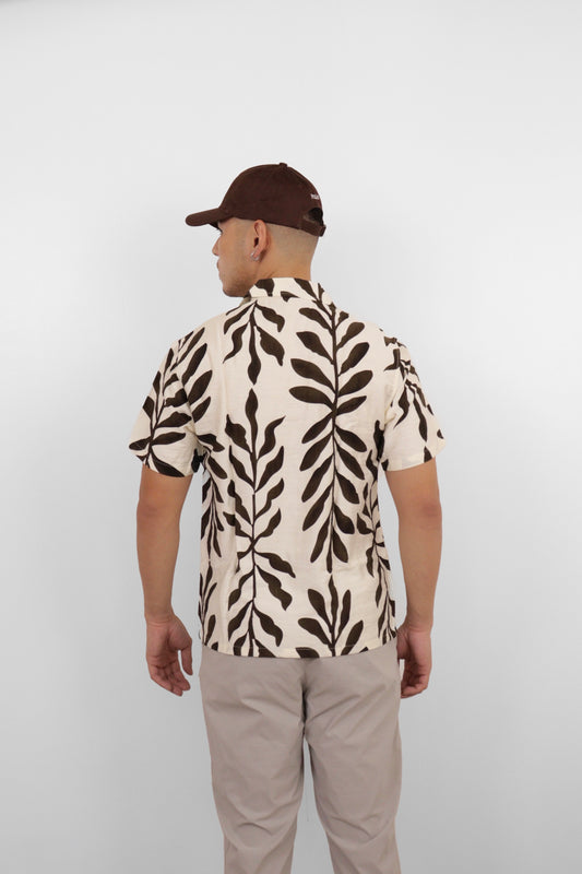 Dark Brown Tropic Vine Camp Shirt