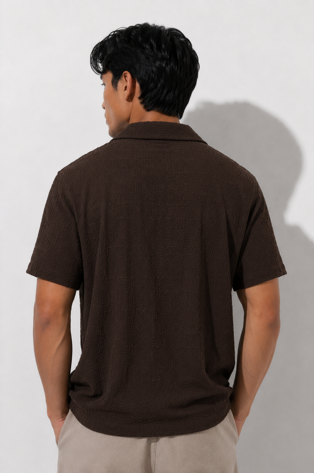 Brown Seersucker Camp Shirt