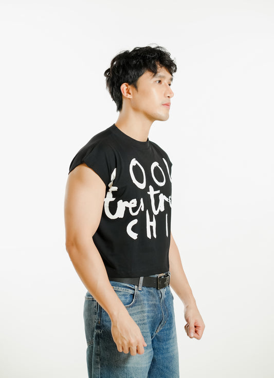 Très Chic Cropped Muscle Tee – Black