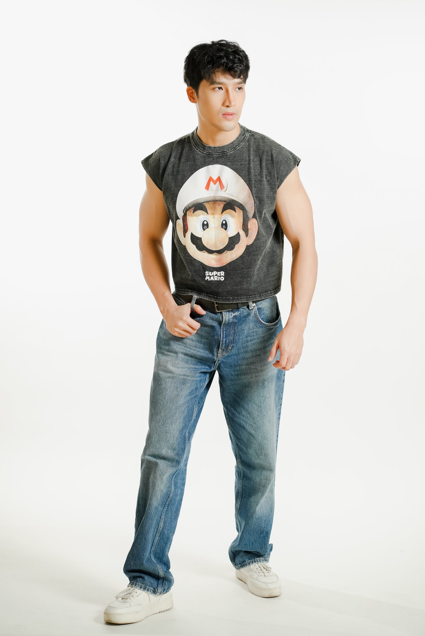 Super Mario Cropped Muscle Tee