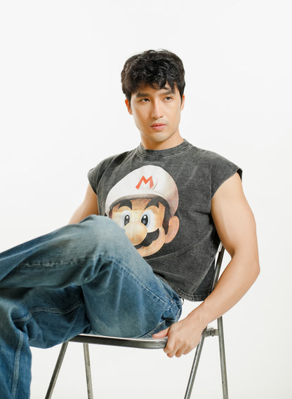 Super Mario Cropped Muscle Tee