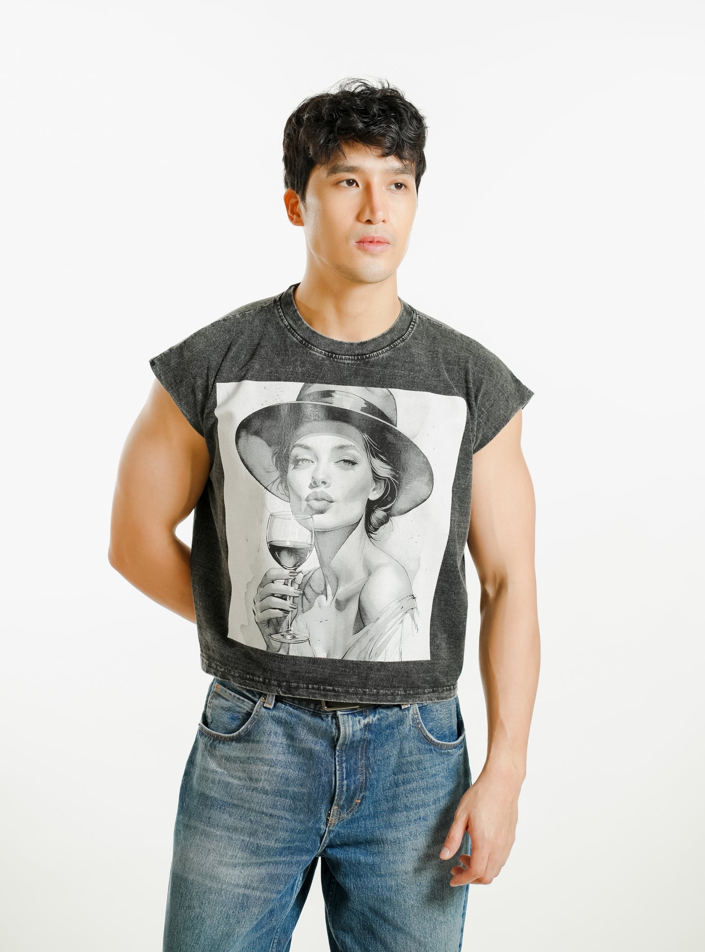 Wine Hour Cropped Muscle Tee