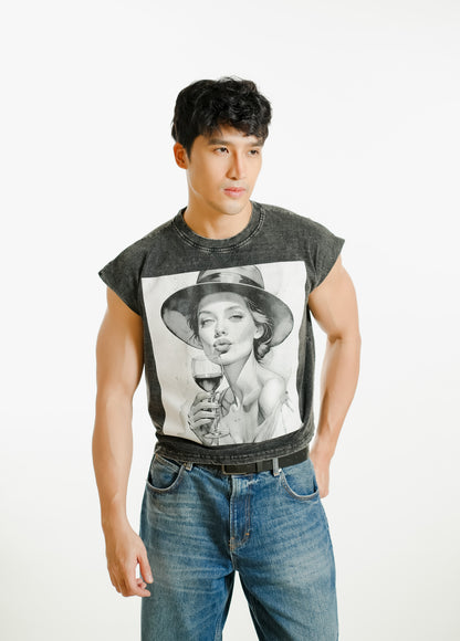 Wine Hour Cropped Muscle Tee