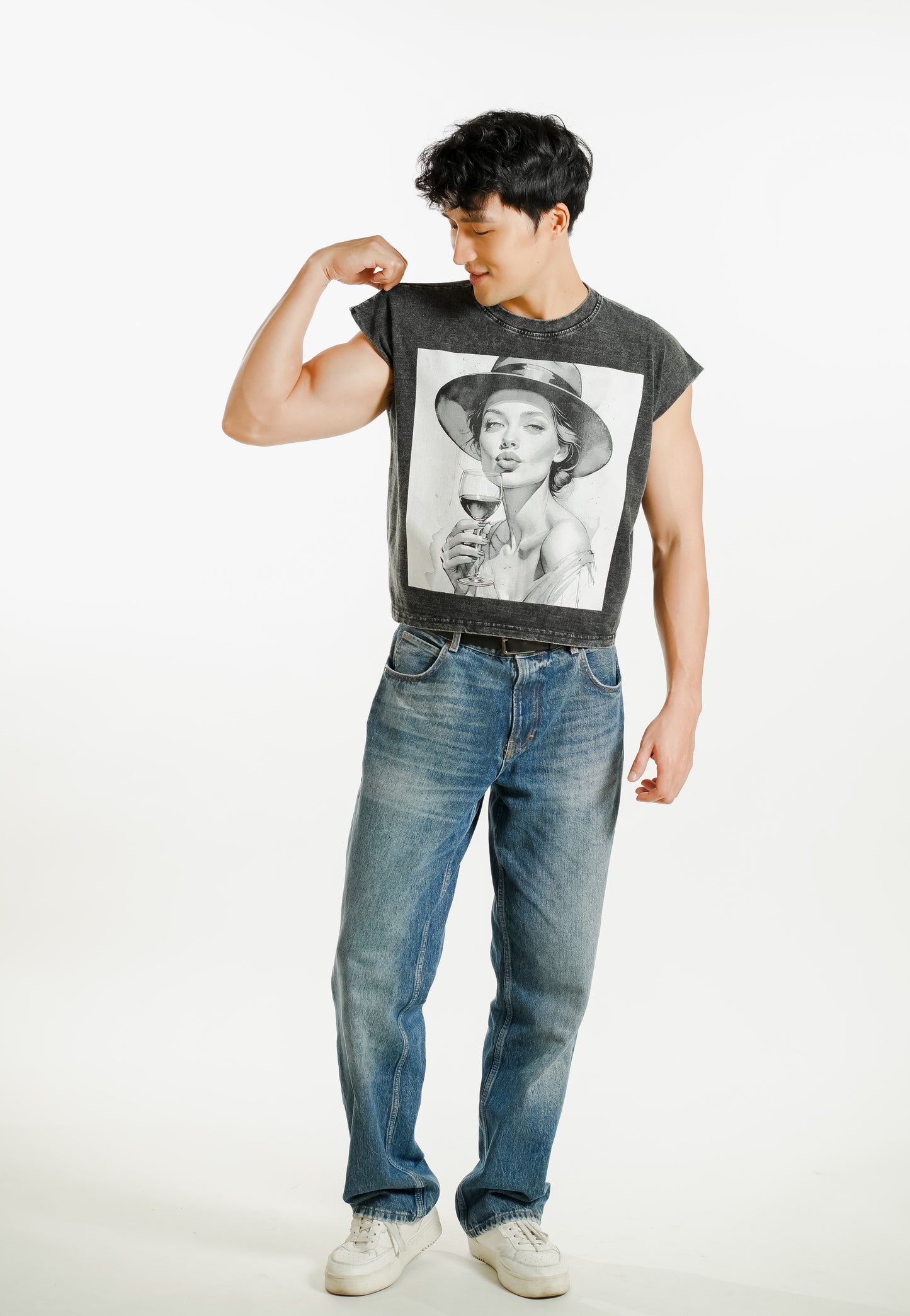 Wine Hour Cropped Muscle Tee