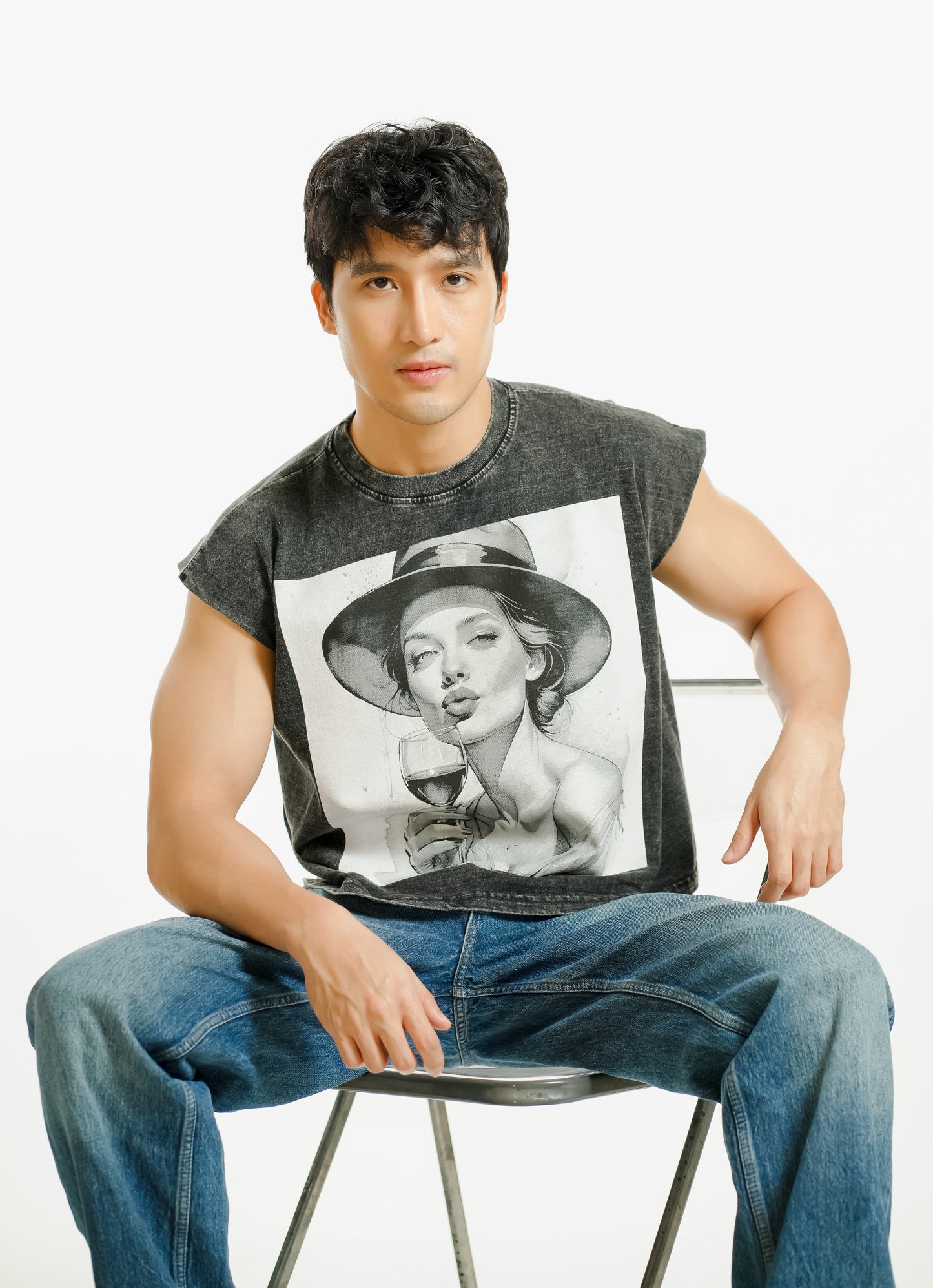 Wine Hour Cropped Muscle Tee