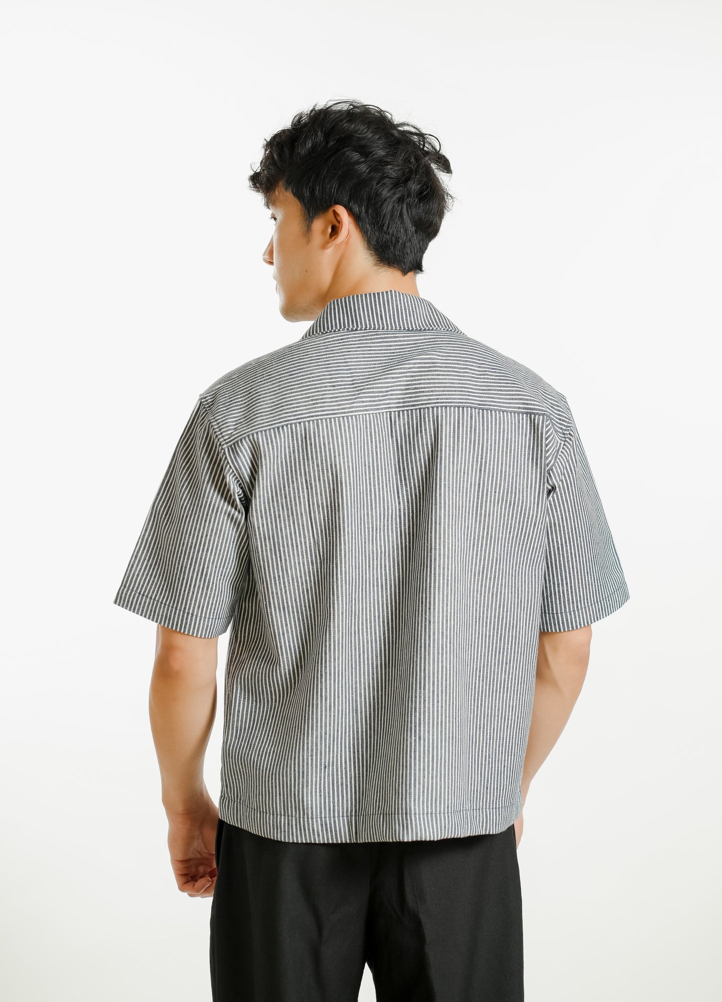 Denim Cropped Polo – Denim Stripe