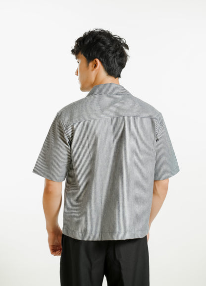 Denim Cropped Polo – Denim Stripe