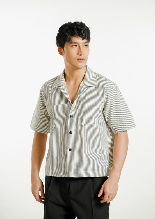 Denim Cropped Polo White