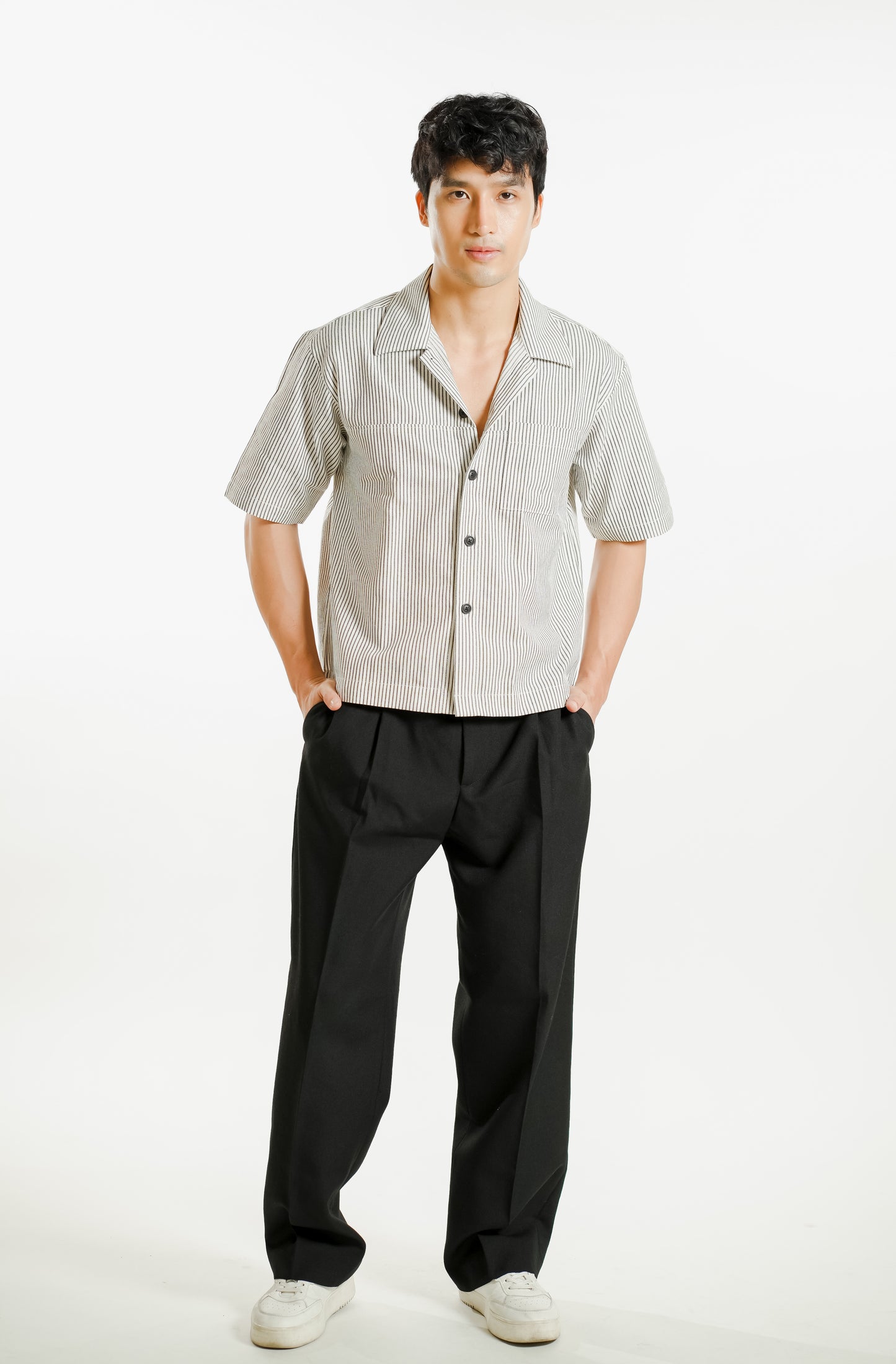 Denim Cropped Polo White