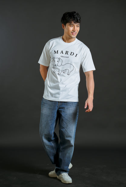 Mardi Mercredi Line Art Tee White